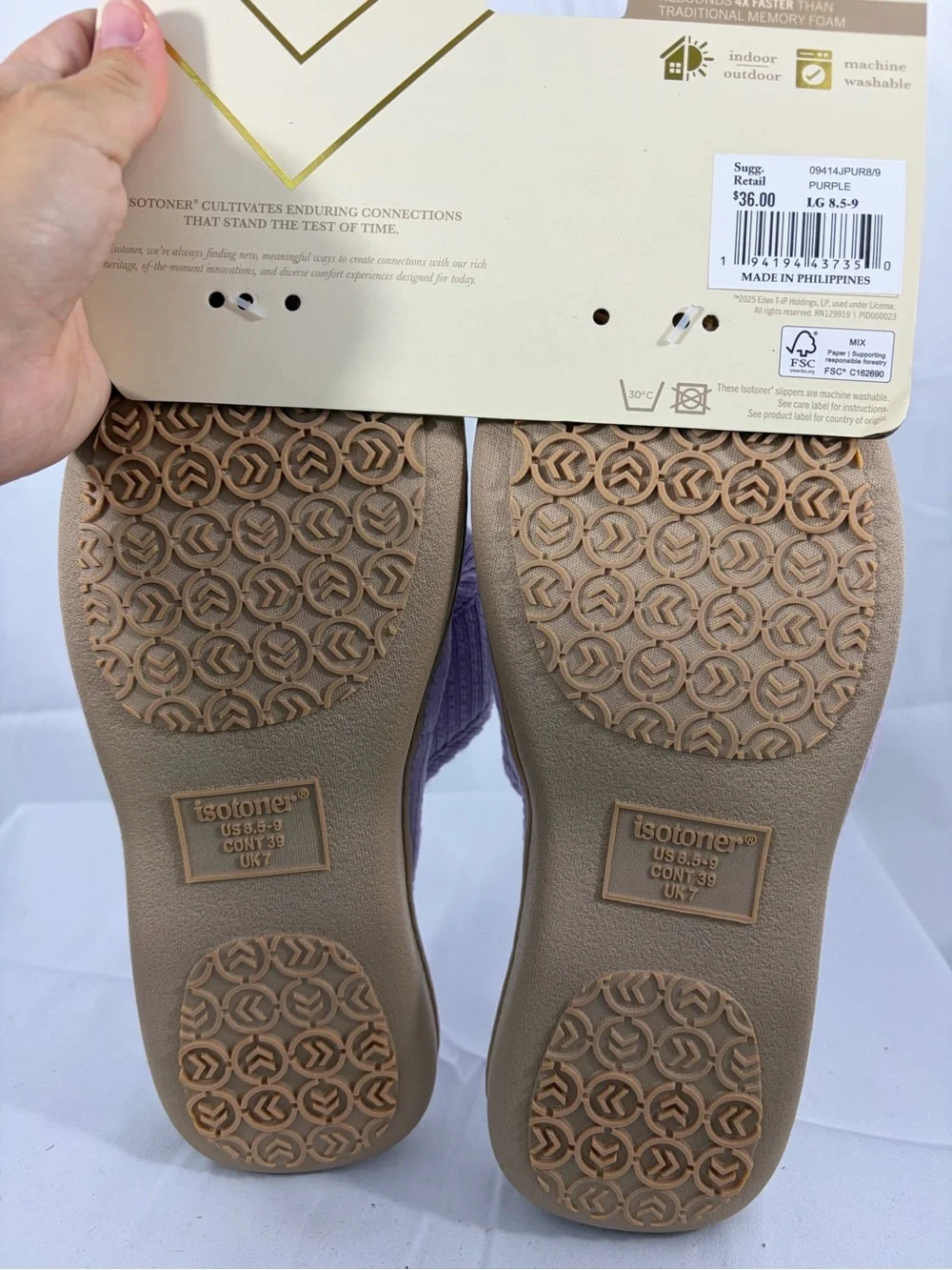 NWT Isotoner Women’s Size 9 Purple Slide with Palm Embroidery